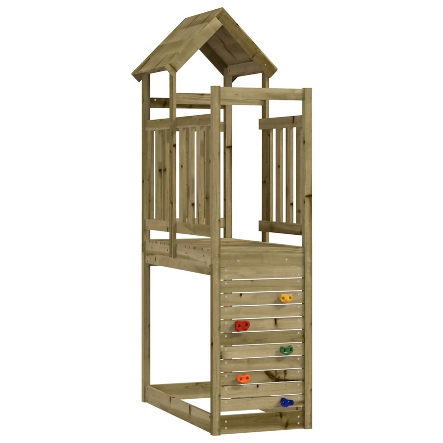 vidaXL Spielturm mit Rutsche und Schaukel aus massivem imprägniertem Holz, Braun, B/T/H: 53 x 110,5 x 214 cm - Bild 2