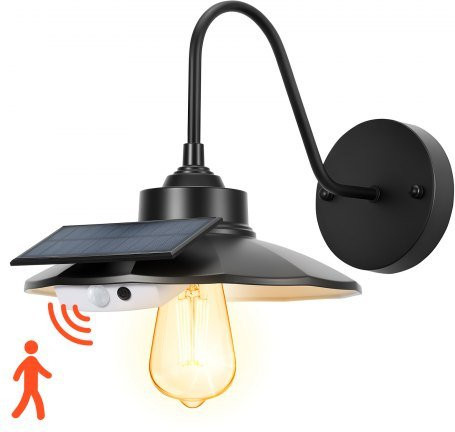VEVOR Solar Outdoor Barn Light mit Bewegungssensor, Gooseneck Wandleuchte im Farmhouse-Stil, wasserfest, Schwarz, kompatibel mit E26 Leuchtmitteln - Bild 1