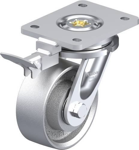Blickle Lenkrolle LO-G 127K-RI4 mit Feststeller, silber, Rad-Durchmesser: 125 mm, Tragfähigkeit: 750 kg - Bild 1