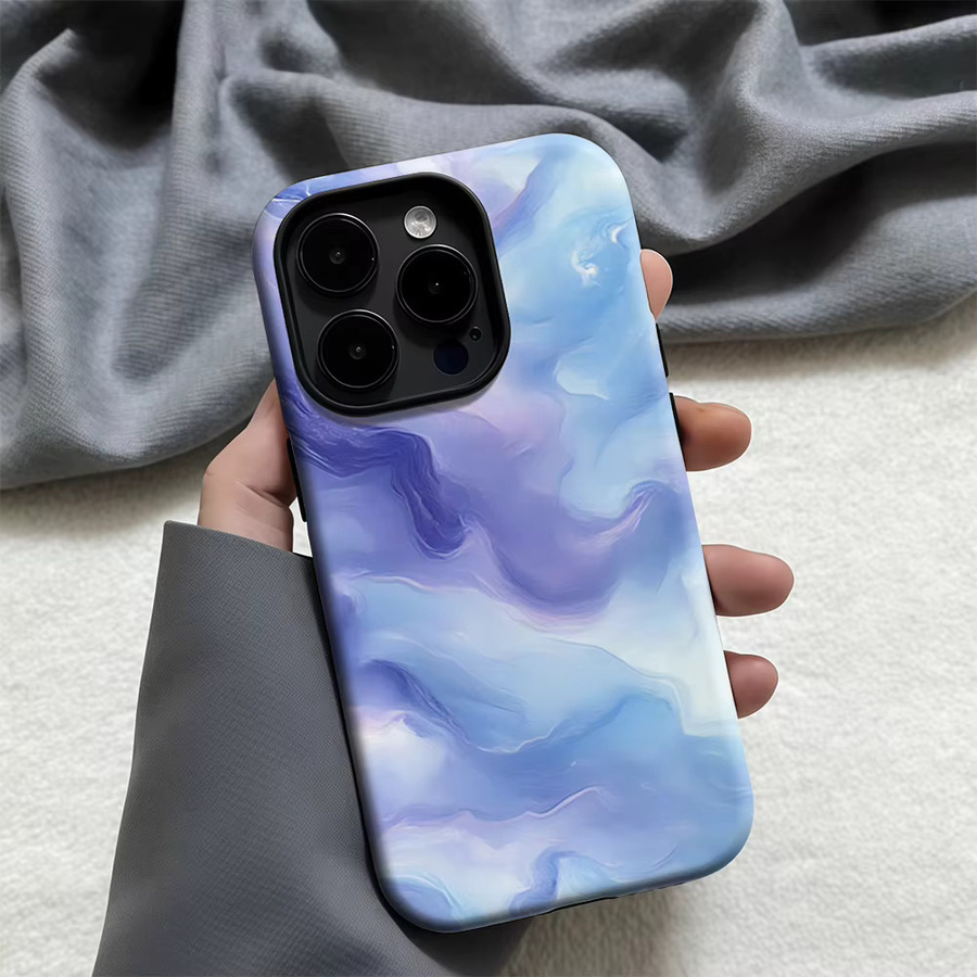 Potdemiel Handyhülle Lilac Wave Swirl für iPhone 17 16 15 14 13 Pro Max Plus mit doppelschichtiger Rückseite in Purple - Bild 4