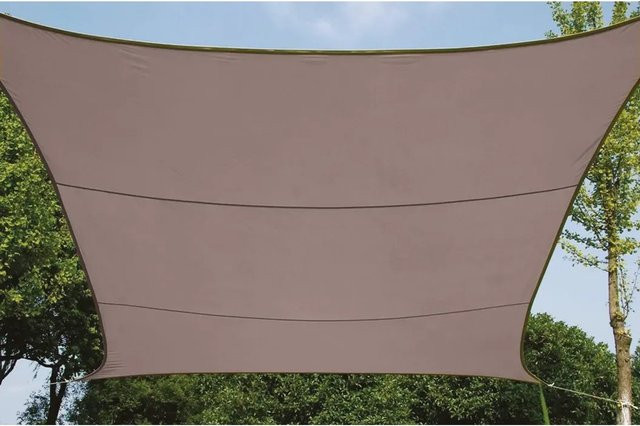 Perel Viereck-Sonnensegel in Braun-Grau, B/T: 500 x 500 cm - Bild 1