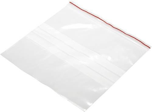 Transparente Druckverschlussbeutel mit weißem Beschriftungsstreifen aus Polyethylen, B: 20 cm, H: 20 cm - Bild 1