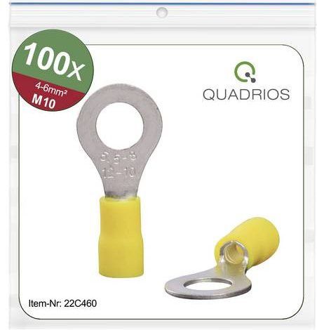 Quadrios 22C460 Ringkabelschuh Teilisoliert Gelb mit 6,0mm² Querschnitt und 10,5mm Lochdurchmesser - Bild 1