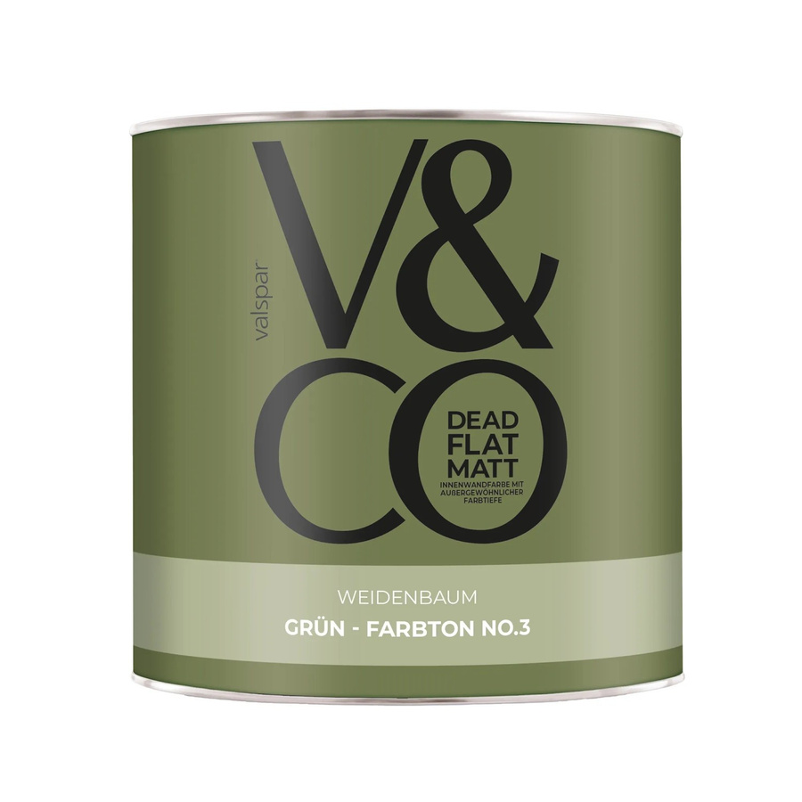 V&CO Premium-Innenfarbe Dead Flat Matt in Grün Farbton 3 Weidenbaum, 2,5 l - Bild 2