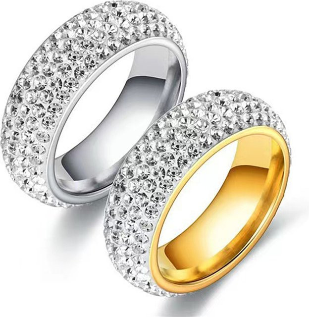 Ring 5-reihig, CZ, Edelstahl, Gold Silber Farbe, Unisex - Bild 1