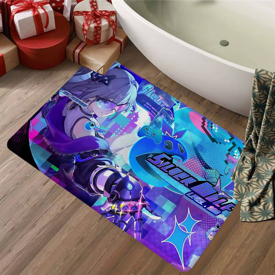 Silver Wolf Lv999 Honkai Star Rail Bodenmatte Retro Design Rutschfester Teppich für Wohnzimmer und Küche in Multicolour - Bild 4