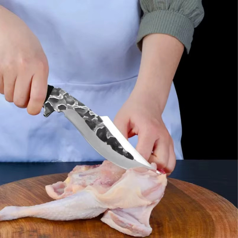 GuanQi Handgeschmiedetes Hackmesser in Silber für Fleisch und Gemüse mit Schutzhülle - Bild 5