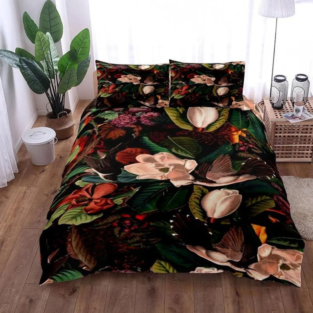 Lodestar Bettwäsche Set mit exotischem Floral-Design, 3-teilig, Mikrofaser, Mehrfarbig, B/H: 140 x 200 cm - Bild 1