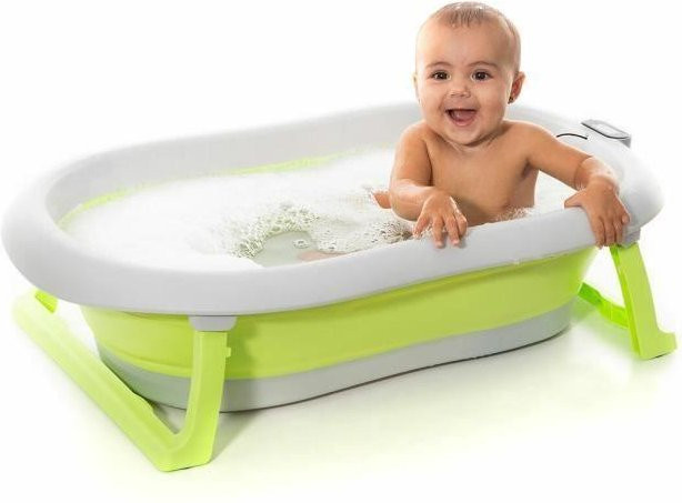 Faltbare Babybadewanne Fovibath von InnovaGoods in Grau und Grün mit Ablassstopfen und rutschfester Oberfläche - Bild 1