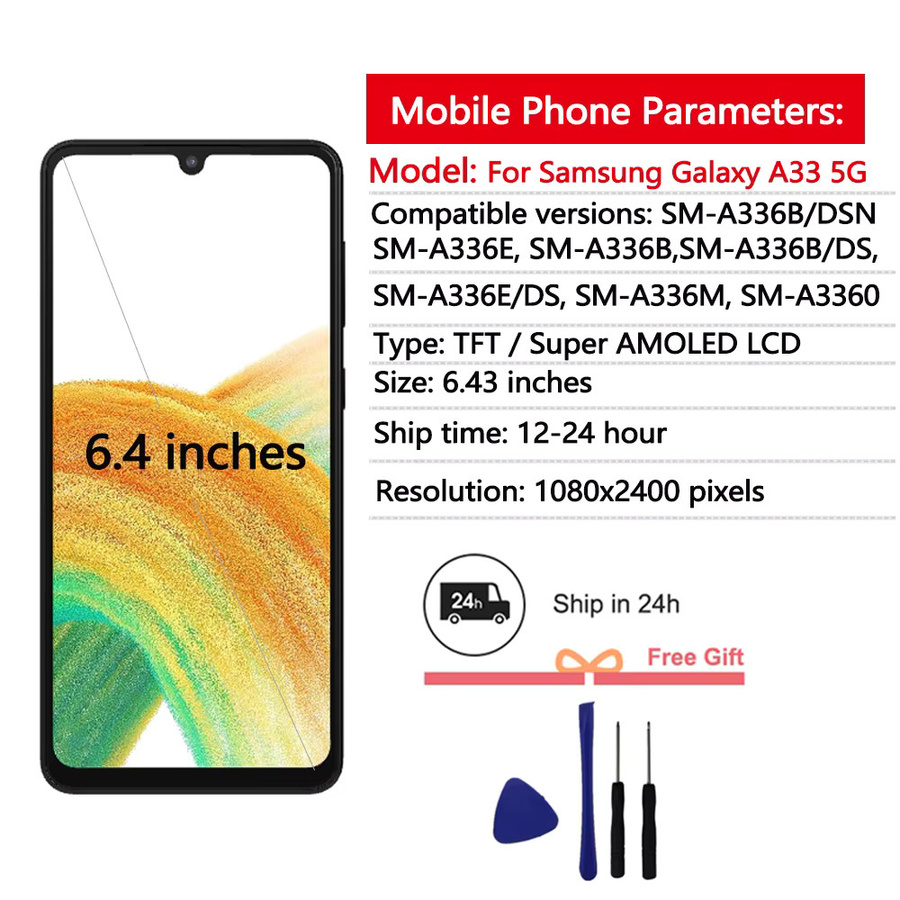 AUMOOK AMOLED Display mit Touchscreen Digitizer Montage für Samsung Galaxy A33 5G in Schwarz - Bild 2
