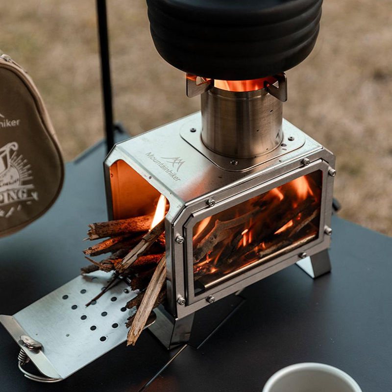 Tragbarer Outdoor Camping Ofen von aimo aus Edelstahl in Silber für Picknick und BBQ - Bild 5