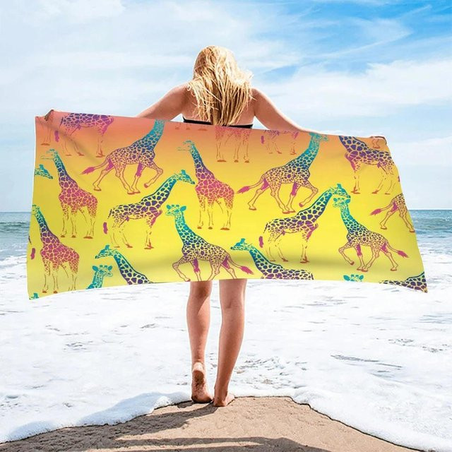 Schnelltrocknendes Mikrofaser Strandtuch mit Giraffenmuster von JMG Household Supplies, Multicolor, B x H: 50 x 100 cm - Bild 1