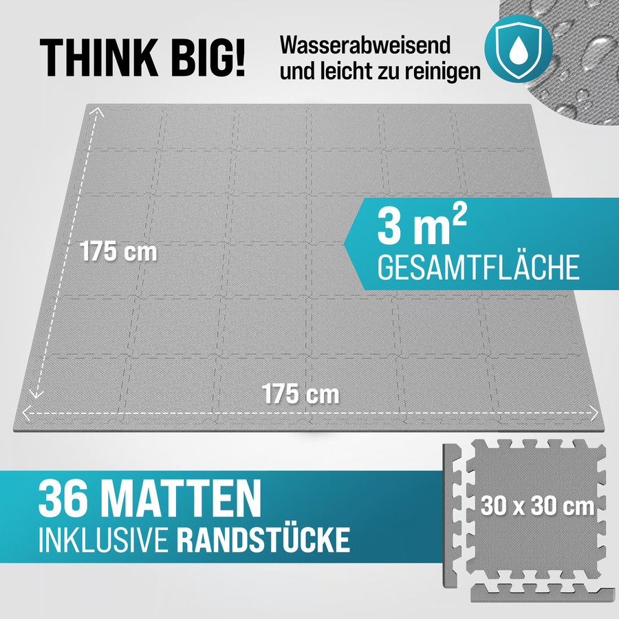MONZANA Bodenschutz-Puzzlematten 36er-Set Grau B/T/H: 175 x 175 x 1 cm - Bild 2
