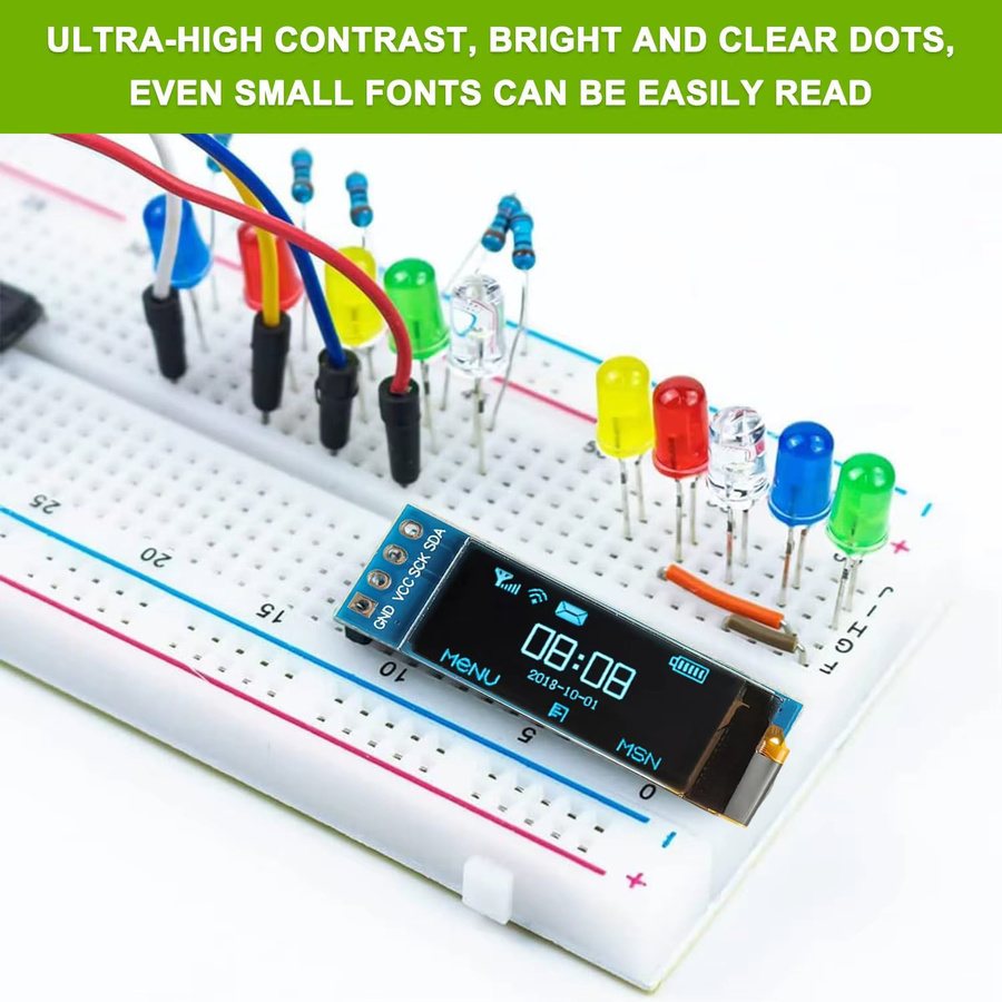 AOKIN 5er-Pack OLED IIC Display-Modul 0,91 Zoll 128x32 Pixel Mini Selbstleuchtendes Display-Board in Weiß für Arduino und Raspberry Pi - Bild 4