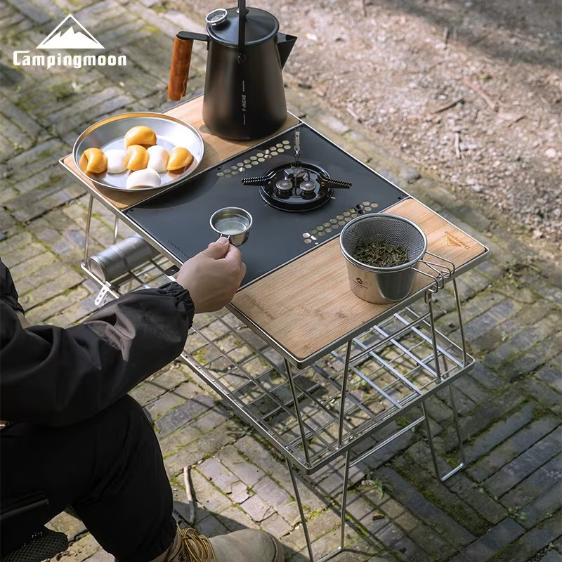 CAMPINGMOON Tragbares IGT-Einheitsbrett im koreanischen Stil für Camping und Picknick, Schwarz, Matt - Bild 2