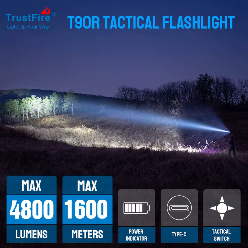 Trustfire T90R LED-Jagdtaschenlampe, 4800 Lumen, Schwarz, wiederaufladbar via USB-C - Bild 2