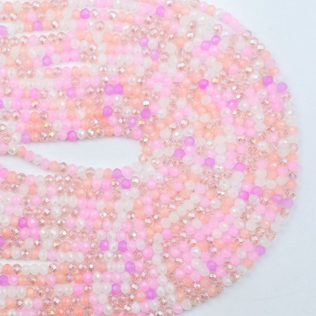 JHNBY Distanzperlen, Rosa Kristallglasperlen, 4 mm, facettiert, rund - Bild 1
