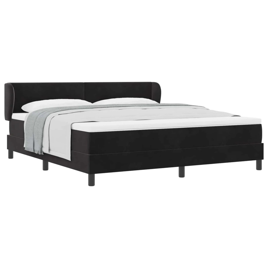 vidaXL Boxspringbett mit Matratze in Schwarz aus Samt, B/T/H: 180 x 200 x 185 cm - Bild 2