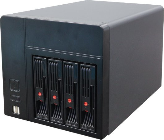 NAS-04 Mini-ITX NAS-Gehäuse für Home Storage Server mit 4x 3,5 Zoll Hot-Swap HDD und 2,5 Zoll SSD, Schwarz - Bild 1