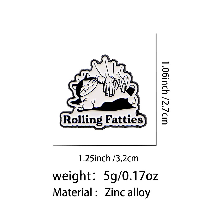 Rolling Fatties Anstecknadel, Katzen-Brosche, Emaille - Bild 2
