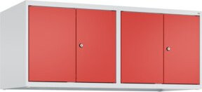 C+P Aufsatzschrank Classic PLUS mit 4 Abteilen, Wandmontage, Stahlkonstruktion, Farbe: Lichtgrau/Verkehrsrot, B/T/H: 50 x 50 x 120 cm, mit Zylinderschloss - Bild 1