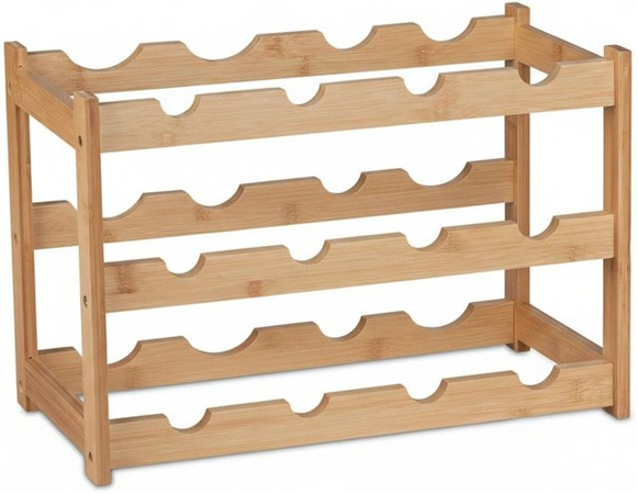 Relaxdays Weinregal aus Bambus in Hellbraun Natur für 12 Flaschen, B/T/H: 30 x 45 x 23,5 cm