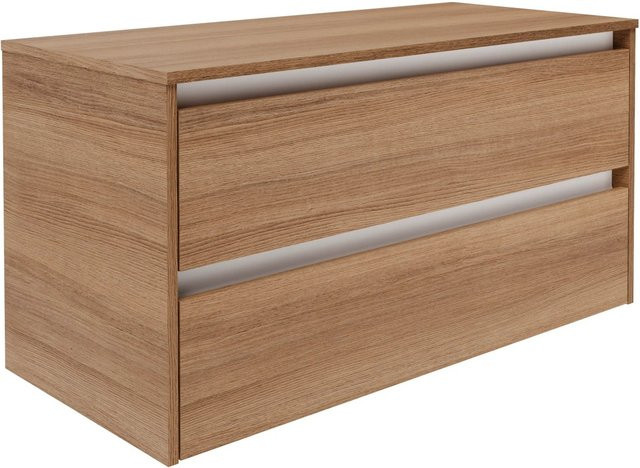 Fackelmann Waschtischunterschrank Vita mit 2 Schubladen, Farbe Oak/Weiß, B/T/H: 100,4 x 51,6 x 46,5 cm - Bild 1