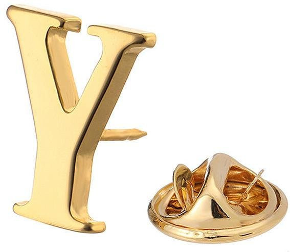 Metallbrosche, goldene Buchstaben A-Z, Unisex - Bild 1