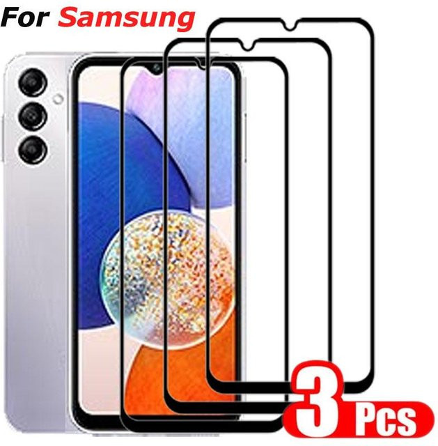 3er Set Displayschutzfolie aus gehärtetem Glas für Samsung Galaxy A15 5G, A14, A06, A16, A54, A24, A34, A03, A05, A13, A23, A33, A53, A52, A73, M35, M15, M53, M32, Farbe: Schwarz - Bild 1