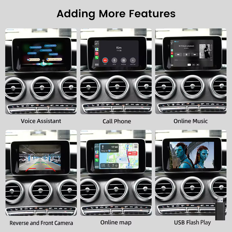 Junsun Wireless CarPlay und Android Auto Modul für Mercedes A-Klasse, C-Klasse, GLC und S-Klasse (W176, W245, W246, W205, W253) mit NTG 4.0, 4.5 und 5.0 sowie Airplay in Schwarz - Bild 3