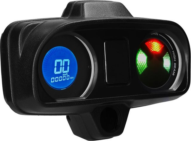VehicleKit LCD-Motorrad-Tachometer in Schwarz mit Kilometerzähler, Drehzahlmesser bis 10000 U/min, Geschwindigkeitsanzeige bis 199 km/h und Kraftstoffstandanzeige, 12 V - Bild 1