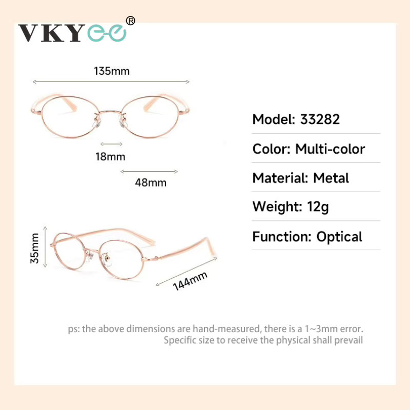 VKYEE 33282 Lesebrille, Titan, oval, Vollrand, Gold, Damen, Blaulichtfilter - Bild 2