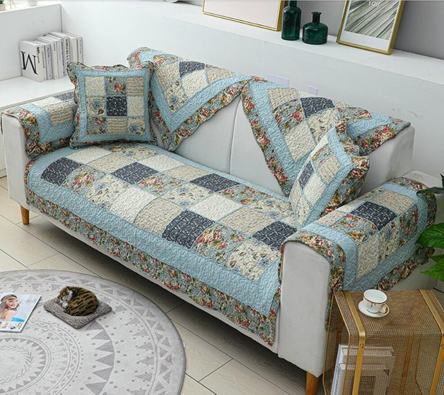 Super Six Rutschfester Sofaüberwurf aus Jacquard-Baumwolle mit Floral-Print, Mehrfarbig, Breite: 70 cm, Breite: 70 cm - Bild 1