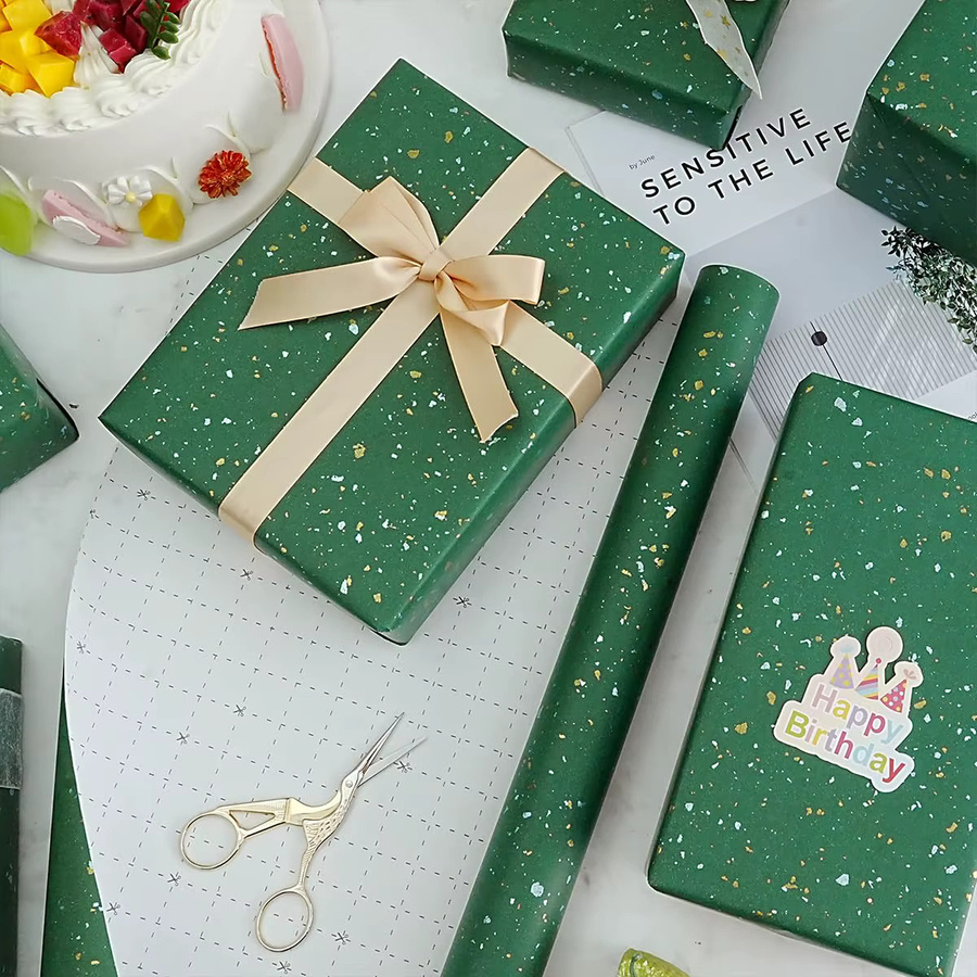 Geschenkpapierrolle mit Grün-Gold-Folien-Design für Feiertage, Geburtstage und Hochzeiten, Breite: 43,18 cm, Länge: 304,8 cm - Bild 6