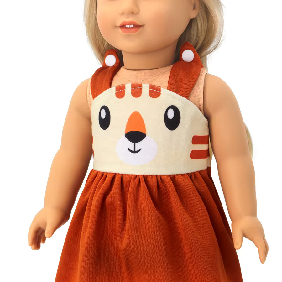 Lin Kun Puppenkleid mit Tiger-Print und Hosenträgern, Zubehör, Orange - Bild 3