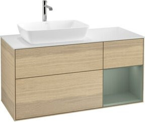 V&B Waschtischunterschrank Finion Wandbeleuchtung in Weiß mit Eichenlackierung, Breite: 120 cm, Tiefe: 50,1 cm, Höhe: 50,1 cm - Bild 1