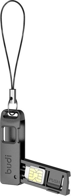 Multi-Funktions SIM- und TF-Karten Aufbewahrungsbox mit SIM-Karten-Auswerfer und Lanyard in Schwarz - Bild 1