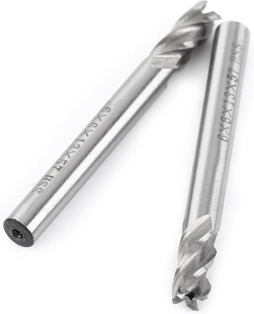 2er-Set HSS 4-Flöten-Fräser für CNC-Gravur und Metallbearbeitung, Durchmesser: 6 mm, Farbe: Silber - Bild 1