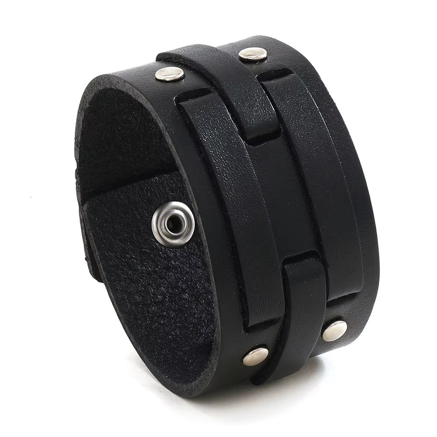 Lederarmband, Schwarz, Herren - Bild 4