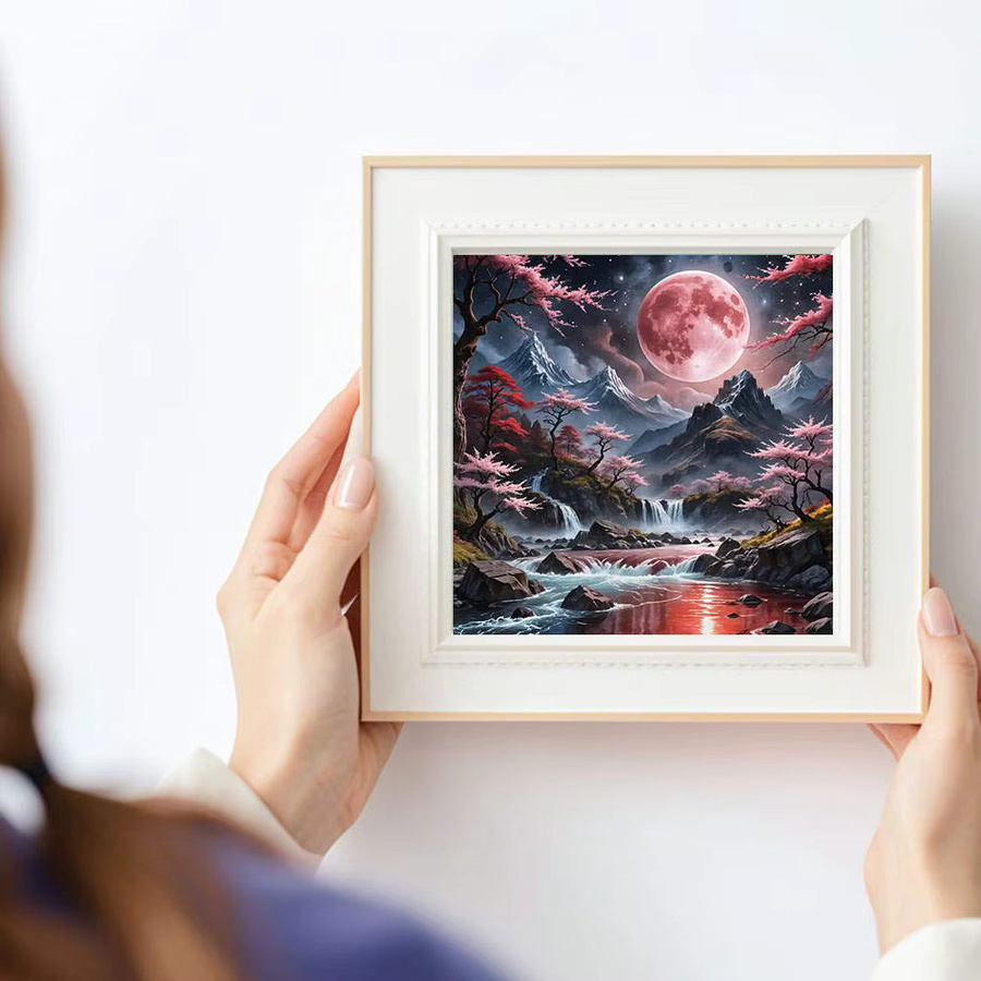 HUACAN Diamant-Malerei DIY Set mit mystischer Mondschein-Landschaft in 5D und 3D-Effekt - Bild 3