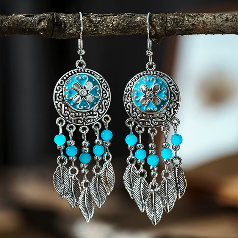 Euroufuya Ohrringe, Blau, Kristall, Boho, Damen - Bild 3