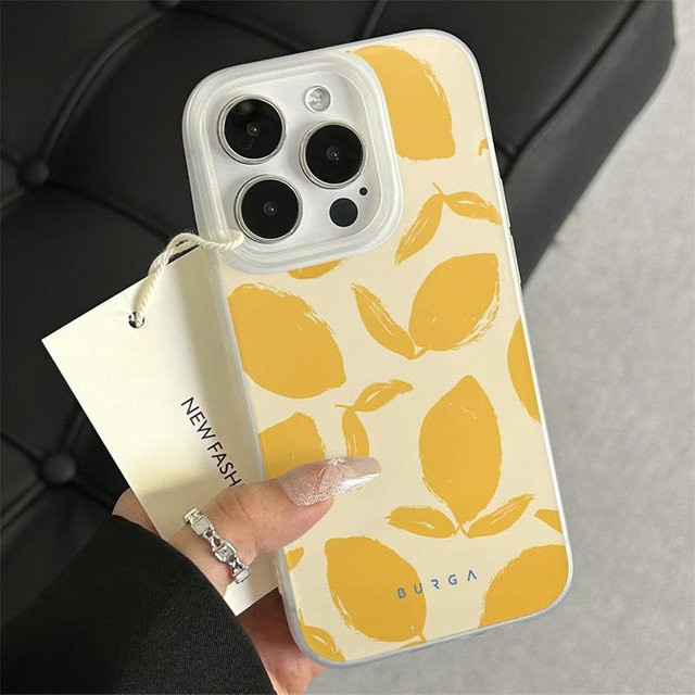 LEMON Gelbe Handyhülle mit Zitronenmuster für Apple iPhone 16 15 14 13 12 11 Pro Max Plus, Transparente Magsafe Schutzhülle - Bild 1