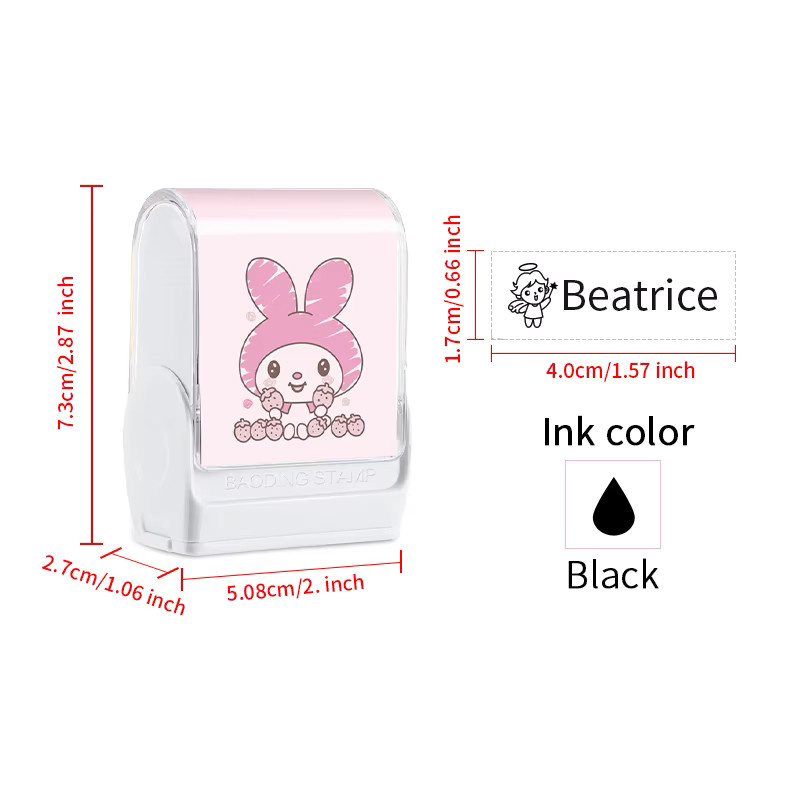 Personalisierter Namensstempel von Joytop in Pink mit wasserfester Tinte für Schulbedarf und Etiketten - Bild 2