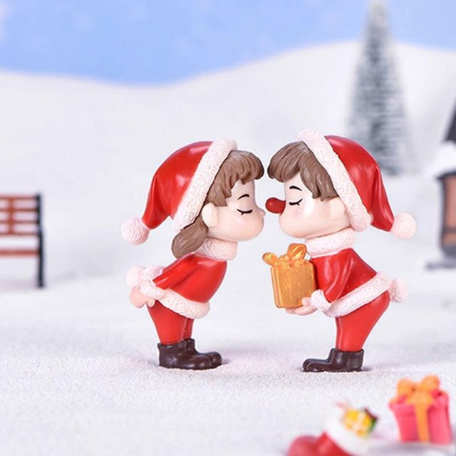 Mini Weihnachten Paar Figur Puppe, Harz, 1-teiliges Set - Bild 1