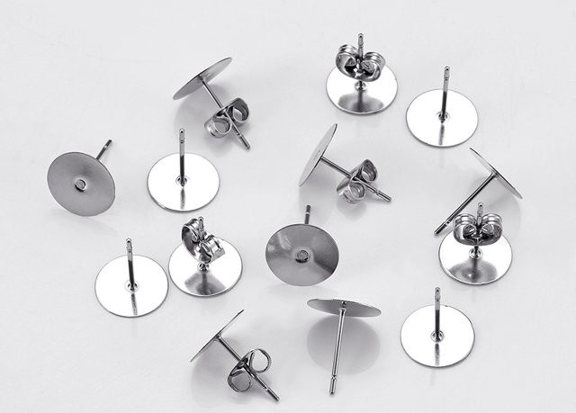 MINGXUAN Ohrstecker Blanko Post Base Pins, Edelstahl, Gold, Unisex - Bild 1