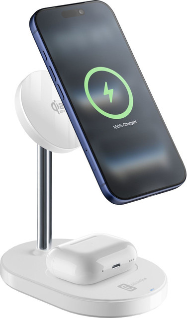 CellularLine MagSafe MAG DUO 2in1 Qi2 Wireless Charger mit USB-C in Weiß - Bild 1