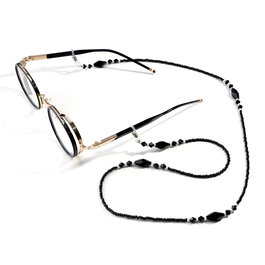 chichain Brillenkette, Schwarz, Perle, Diamant, Unisex, Vintage - Bild 1