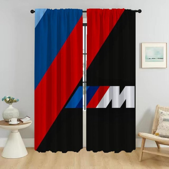 Shades Bmws Küchenvorhänge und Wohnzimmervorhänge aus Tüll, 2er-Set, Blau, B: 60 cm, H: 90 cm - Bild 1