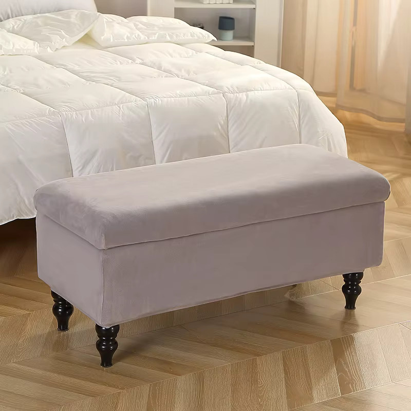 WANERQU Stretch-Aufbewahrungshülle aus Polar-Fleece für Ottomane und Fußstützen, Schwarz - Bild 2