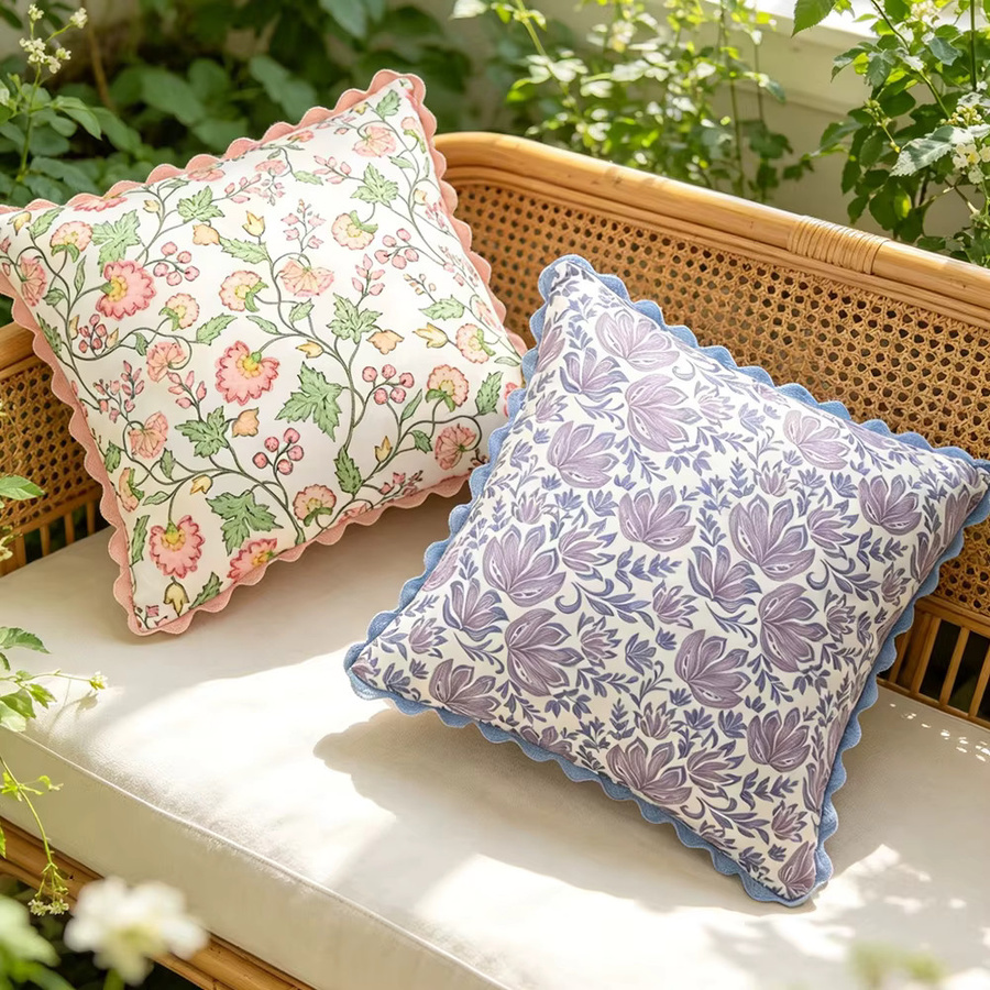 BUYNOW Kissenbezug mit floralem Frühlingsblumen-Print und Spitzenbesatz, Landhausstil, Gelb/Mehrfarbig, B/T/H: 45 x 45 x 45 cm - Bild 2